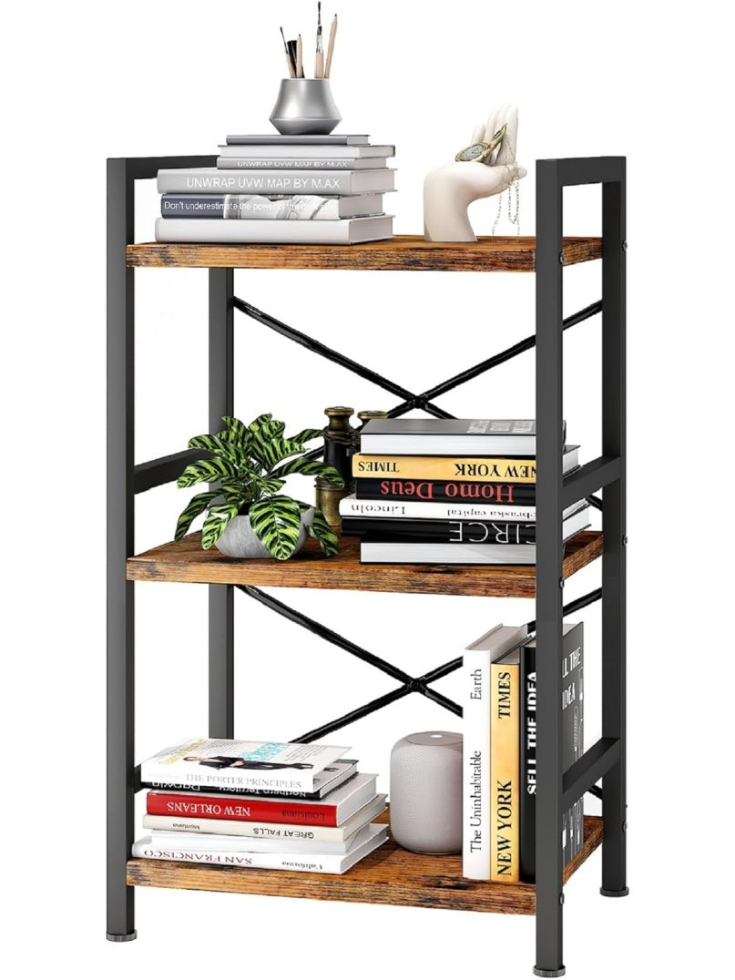 Estanteria industrial de metal con tres niveles y diseno rustico para libros y almacenamiento en salon dormitorio u oficina