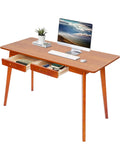 Escritorio de Madera con Dos Cajones Diseno Moderno para Ordenador Estudio y Oficina Nogal