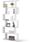 Libreria zigzag de seis estantes de madera con diseno contemporaneo para salon hogar u oficina