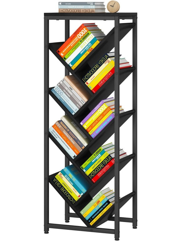 Libreria Vertical con Diseno de Arbol y Nueve Compartimentos para Libros y Decoracion