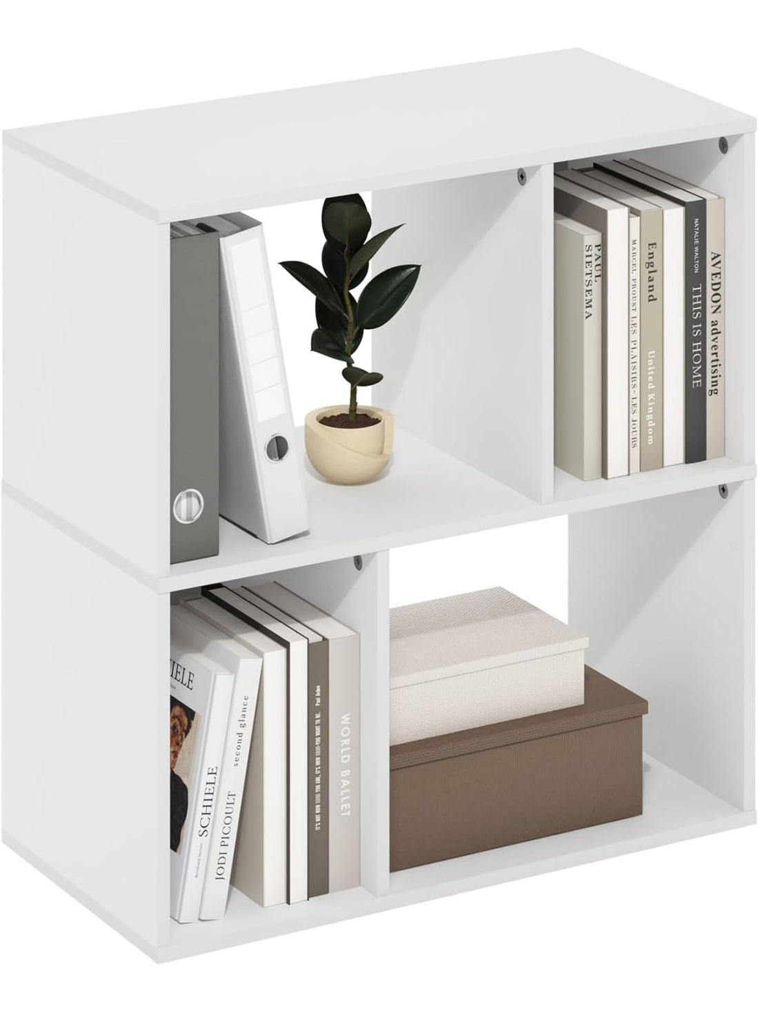 Estanteria Modular de Cuatro Cubos con Diseno Asimetrico para Organizacion del Hogar