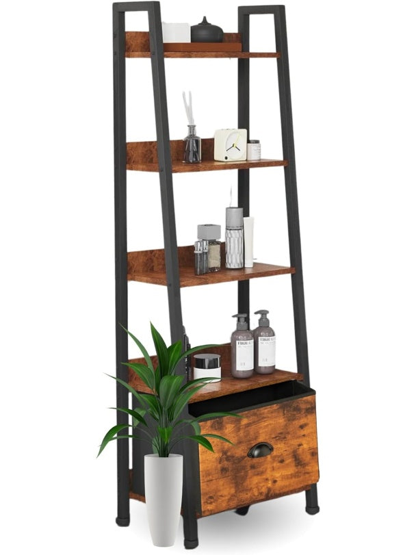 Estanteria escalonada de cinco niveles con cajones diseno industrial para oficina salon dormitorio o cocina