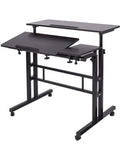 Mesa Auxiliar con Ruedas y Altura Regulable para Portatil y Estacion de Trabajo Movil