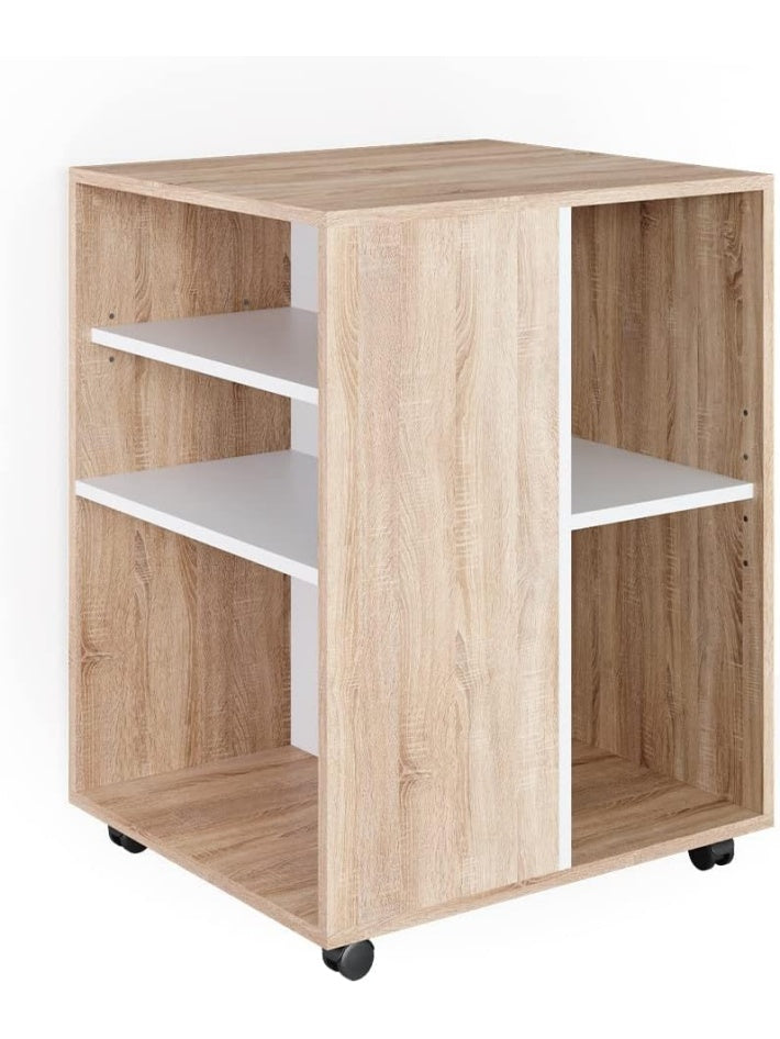 Carrito Organizador con Ruedas y Superficie Amplia para Almacenamiento Domestico Roble Sonoma